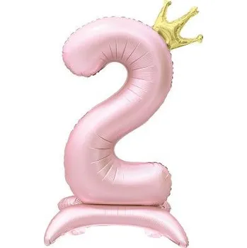Balónek ALBI Balónek fóliový Stojící číslo 2 s korunkou světle růžové 82 cm