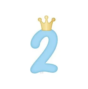 Dortová svíčka ALBI Svíčka dortová světle modrá s korunkou číslo 2