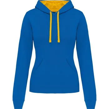 Dámská mikina KARIBAN Dámská mikina s kontrastní kapucí K465 Barva: Modrá královská světlá - Źlutá, Velikost: XL