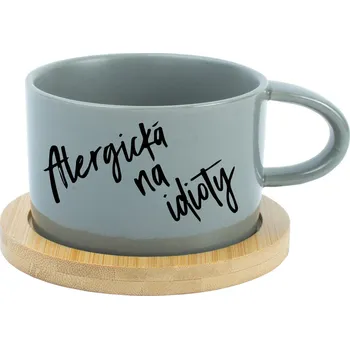 ALERGICKÁ NA IDIOTY - šedý hrníček makronka 200 ml