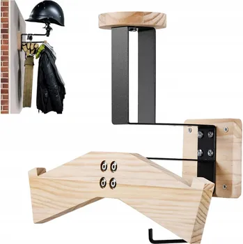 Věšák Nástěnný držák / věšák na helmu a motocyklovou bundu s hákem - VELKÝ