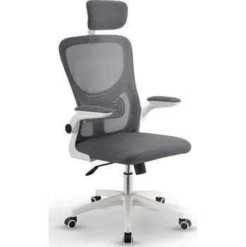 Levná otočná kancelářská židle na kolečkách šedá / bílá, prodyšná látka + síťovina