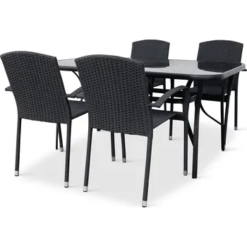 Zahradní sestava Nábytek Texim Zahradní jídelní set Klaudie černý + 4x židle ROMA