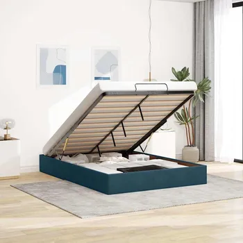 Postel vidaXL Osmanský rám postele bez matrací tmavě modrá 140x200 cm samet