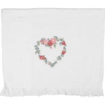 Bílý froté ručník se srdcem z růží Rose Heart - 40*66 cm