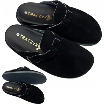 Dámské pantofle ČERNÉ NAZOUVÁKY TRACZYK Z PŘÍRODNÍ KŮŽE, PROFILOVANÉ, Ortopedické, Velikost 37