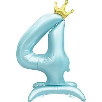 Balónek ALBI Balónek fóliový Stojící číslo 4 s korunkou světle modré 82 cm