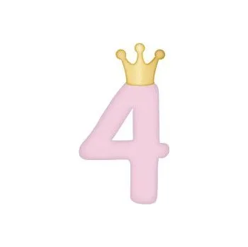 Dortová svíčka ALBI Svíčka dortová světle růžová s korunkou číslo 4