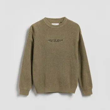 Chlapecká mikina Reserved - Strukturální svetr s bavlnou - béžová - 664FH-80X - 664FH-80X-134