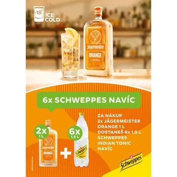 Likér Jägermeister Orange 2x1l + 6x Schweppes 1,5l