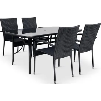 Zahradní sestava Nábytek Texim Zahradní jídelní set Klaudie černý + 4x židle PARIS KD