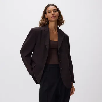 Dámské sako Reserved - Jednořadové kostkované sako - tmavě hnědá - 059JL-89X - 059JL-89X-M