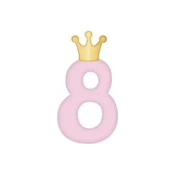 Dortová svíčka ALBI Svíčka dortová světle růžová s korunkou číslo 8
