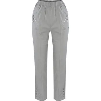 Dámské oblečení Pohodlné elastické dámské kalhoty s gumou v pase, rovný střih, velikost 50