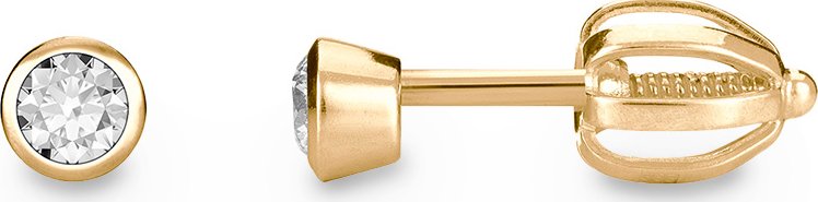 Náušnice ze žlutého zlata pecka se zirkonem malá - 1 kus