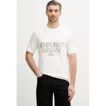 Pánské tričko Bavlněné tričko Emporio Armani EM005359.AF13715 béžová 01X, vel. L