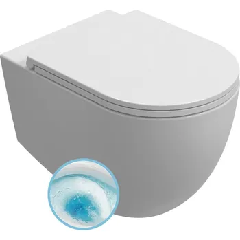 WC sada INFINITY závěsná WC mísa, Vortex Rimless, 36,5x53cm, bílá