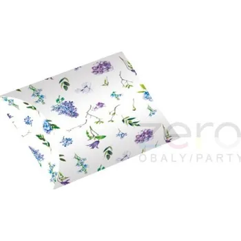 Dárková taška Krabička dárková skládací 11,5 x 9,5 cm - bílá s květinami