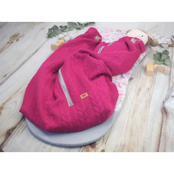 Dětská deka Deka nepadací copánková (raspberry pink, černý fleece)