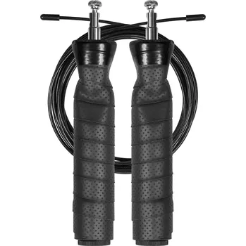 Sport Rebel RBA-3203 švihadlo s gumovou rukojetí, závaží 2x100g a kovovým ložiskem, nastavitelné, 300cm, černá