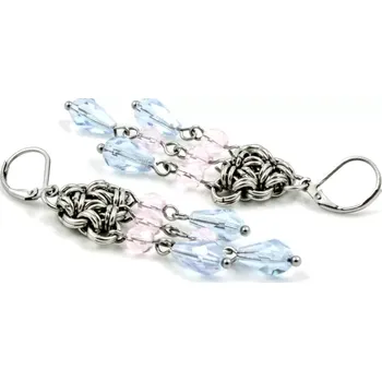 Náušnice Visací náušnice chirurgická ocel v růžovo-fialové