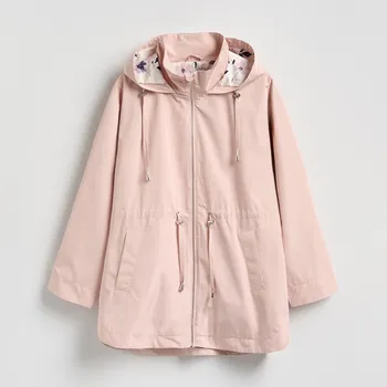 Reserved - Bunda parka s kapucí - pudrově růžová - 461IA-39X - 461IA-39X-XS