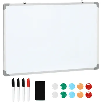 HOMCOM Magnetická tabule se 4 pery, 1 houbičkou, 10 magnety, suché stírání, bílá| Aosom