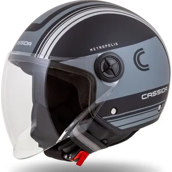 Helma na motorku Otevřená přilba na motorku Cassida Handy Metropolis Vision černo-reflexní šedá S