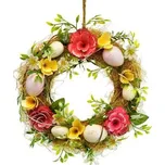 Jarní věnec s vajíčky a kvítky Ø25 cm