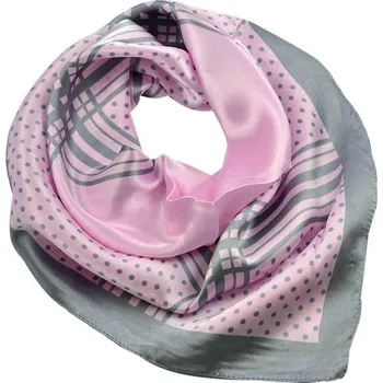 Šátek Fennysun Inc. Šátek saténový - šedo-růžový puntíkovaný