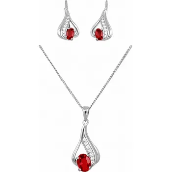 Souprava šperků Leru Stříbrná souprava červená 12611