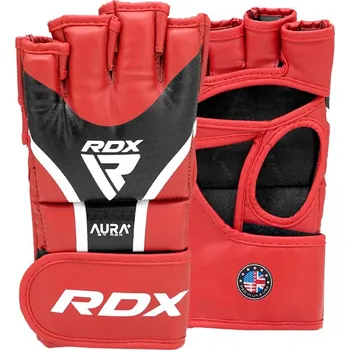 Boxerské rukavice RDX grapplingové rukavice Aura plus T-17, červeno-černé S