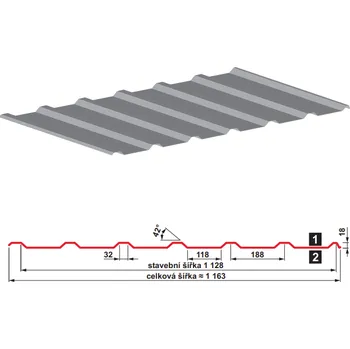 Střešní krytina Trapézový plech průmyslový SAT18 N, Satjam Povrchová úprava: Pozink, Tloušťka (mm): 0.7