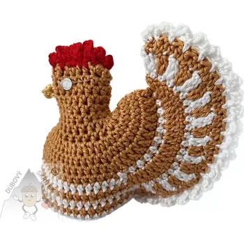 Velikonoční dekorace Dubový skřítek Háčkovaná velikonoční slepička na vajíčko oříškovobílá