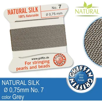 Nit Hedvábná nit s jehlou GRIFFIN síla nitě 0,75mm No.7 délka 2m. Barva Grey