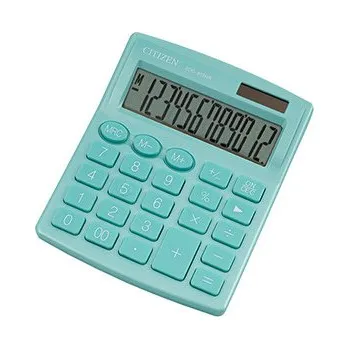 Kancelářská technika Citizen kalkulačka SDC812NRGNE, tyrkysová, stolní, dvanáctimístná, duální napájení, DOPRODEJ