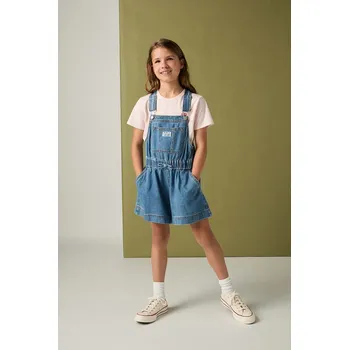 Chlapecké kalhoty Dětské kalhoty na šle Levi's SHORTALL WITH TIE AT WAIST 4EP580 modrá 55X, vel. 158