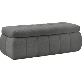 Bobochic Paris Tmavě šedá bouclé lavice Mont-Blanc 144 cm s úložným prostorem