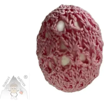 Velikonoční dekorace Dubový skřítek Obháčkované velikonoční vajíčko růžové– polystyrénové jádro v krajce