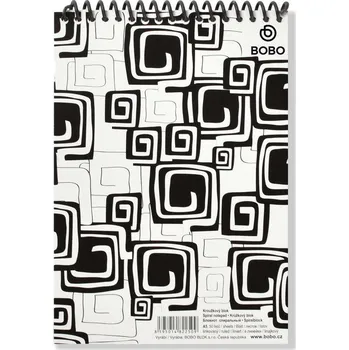 Dětské zboží Blok BLACK WHITE s horní plastovou spirálou A5, linka, 50 listů