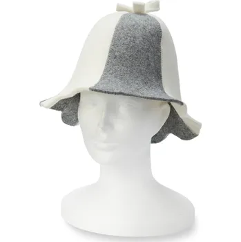 Wooline Saunová čepice bílošedá s očkem na zavěšení