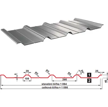 Střešní krytina Trapézový plech průmyslový T40, Satjam Povrchová úprava: Aluzinek, Tloušťka (mm): 0.7