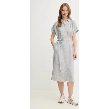Dámské šaty Lněné šaty Tommy Hilfiger WW0WW44653 šedá 90X, vel. 36