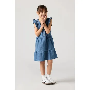 Dámské šaty Dětské bavlněné šaty Levi's FLUTTER SLEEVE BUTTON UP D 3EP551 modrá 55X, vel. 128