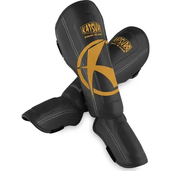 Chránič holeně pro bojový sport Katsudo chrániče holení a nártů Fort II, černo zlaté L