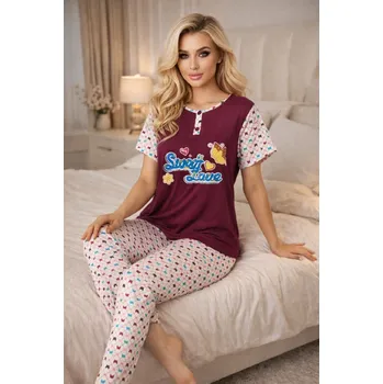 Dámské pyžamo Dámské pyžamo Sweet Love- Bordó Velikost: M