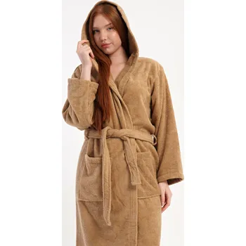 Dámský župan Vienetta Dámský župan dlouhý s kapucí Karamelka: karamelová XXL