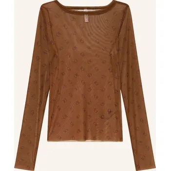 Dámské tričko 10days Dlouhé Rukávy Z Síťoviny, hnědá