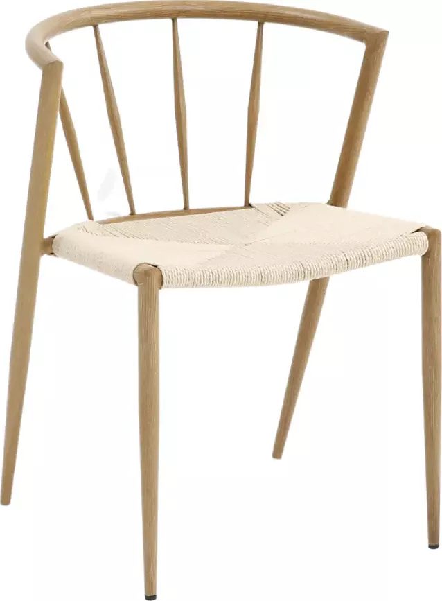 Rozměry židle: Celková výška: 71,5 cm Výška opěradla: 26 cm Výška sedáku: 42 cm Hloubka sedáku: 41,5 cm Šířka sedáku: 44,5 cm Celková šířka: 51,5 cm Šířka opěradla: 51,5 cm Vlastnosti židle: Materiál: kovový rám v hnědé barvě (imitace dřeva) Barva: světle