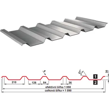 Střecha Trapézový plech průmyslový T 35 E, Satjam Povrchová úprava: Aluzinek, Tloušťka (mm): 0.7
